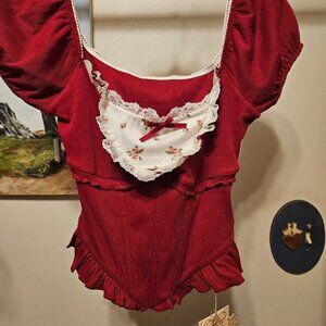LACEMADE TOP WITH FRONT BONING NWT